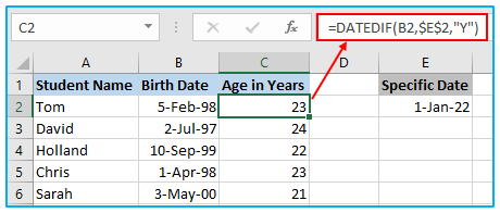 Calculate Age in Excel