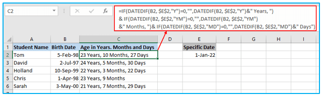 Calculate Age in Excel