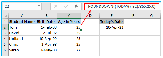 Calculate Age in Excel