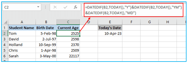 Calculate Age in Excel