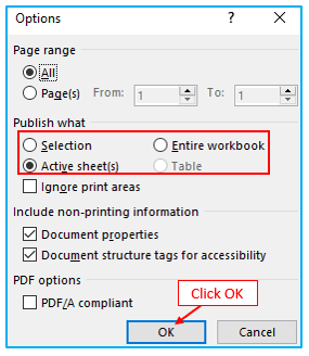 Convert from excel to PDF