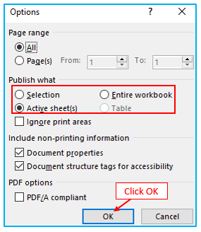 Convert Excel to PDF