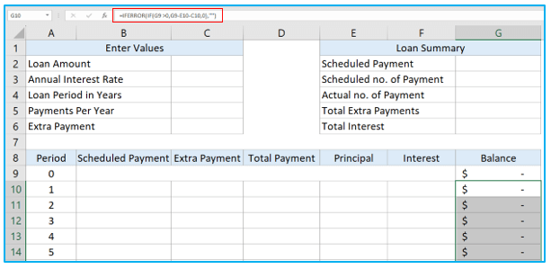 Create Amortization Schedule