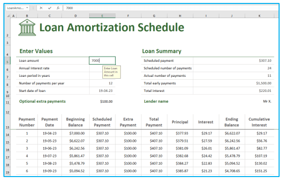 Amortization Schedule in Excel