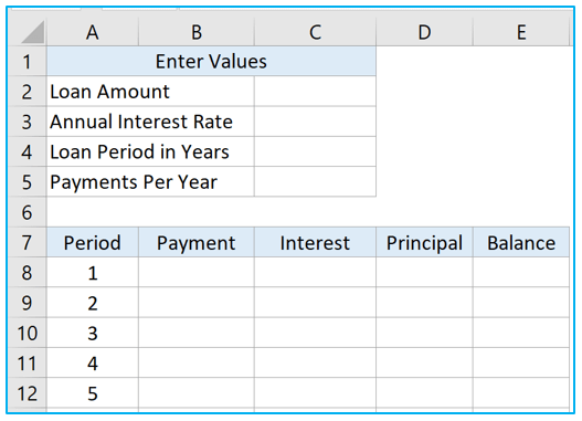 Create Amortization Schedule