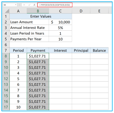 Create Amortization Schedule