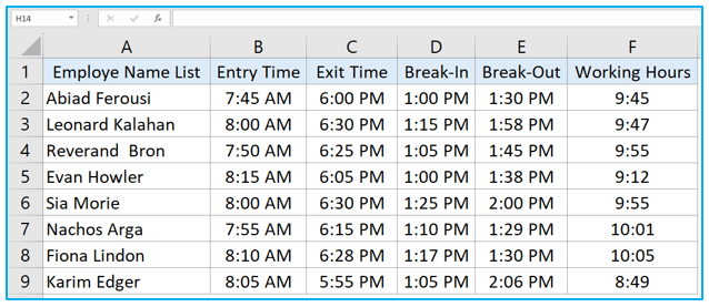 Timesheet Calculator in Excel