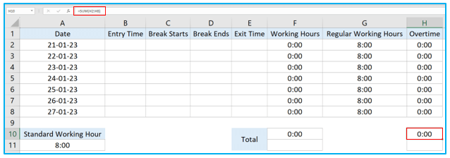 Timesheet Calculator in Excel