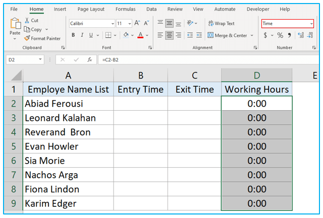 Timesheet Calculator in Excel