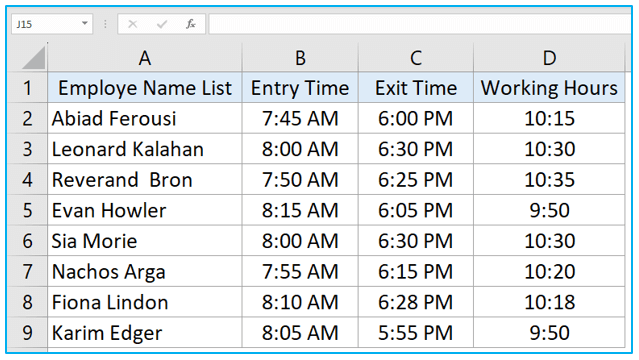 Timesheet Calculator in Excel