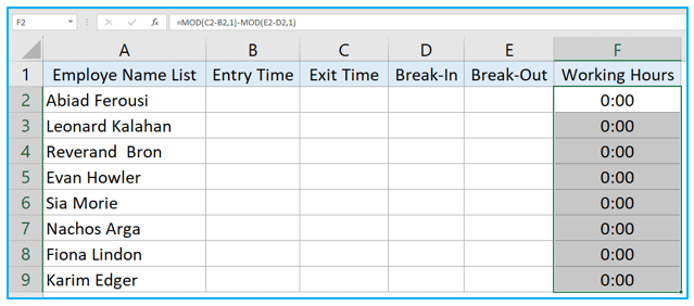 Timesheet Calculator in Excel
