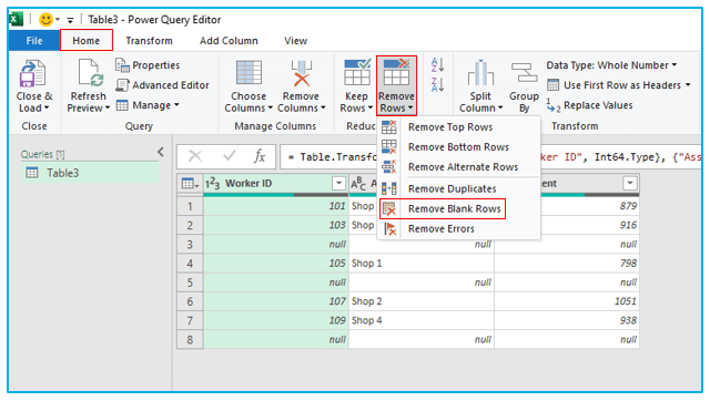 Delete Blank Rows