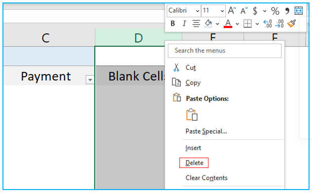 Delete Blank Rows in Excel