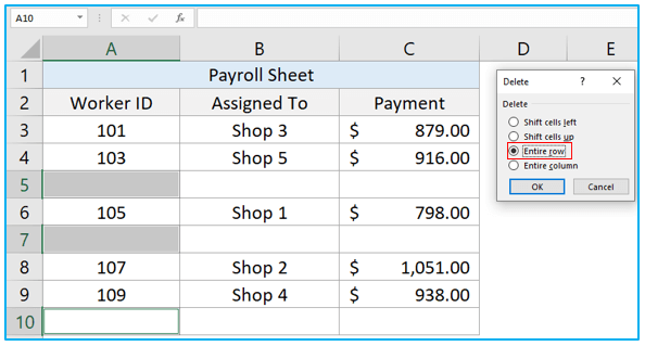 Delete Blank Rows in Excel