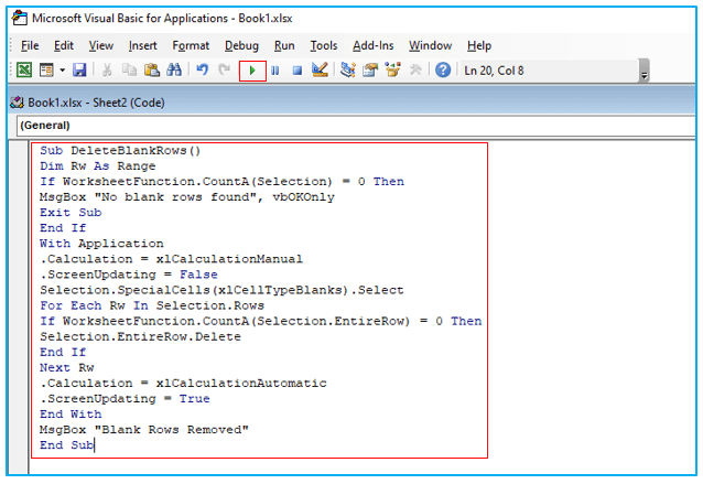 Delete Blank Rows in Excel