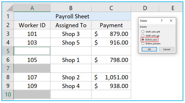 Delete Blank Rows in Excel