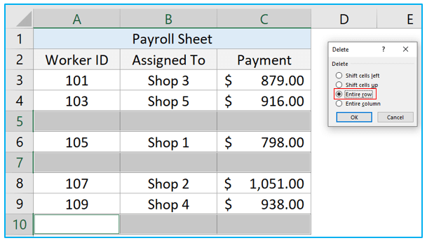 Delete Blank Rows in Excel