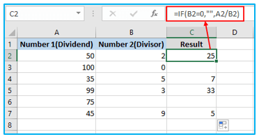 Division in Excel