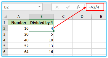 Division in Excel