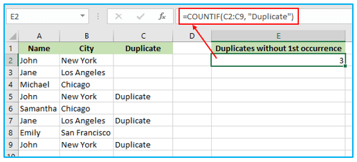 Duplicates Value in Excel