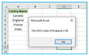 Excel VBA Asc Function