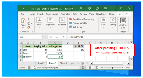 Function Keys in Excel