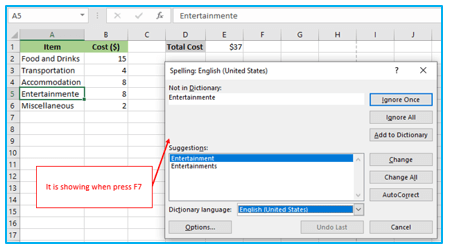 Function Keys in Excel