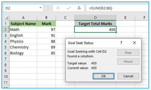 Goal Seek in Excel