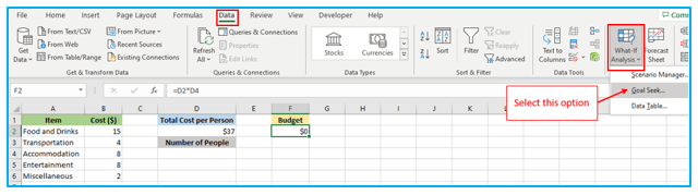 Goal Seek in Excel