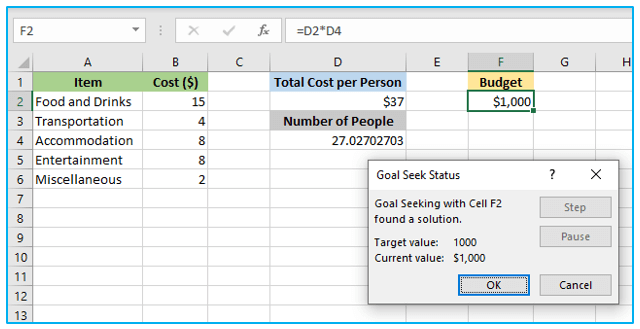 Goal Seek in Excel