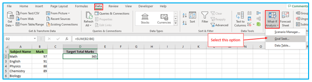 Goal Seek in Excel