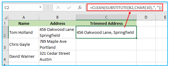 Remove Space in Excel