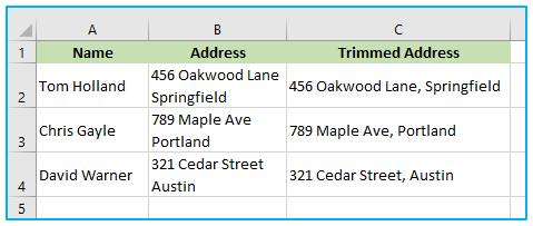 Remove Space in Excel