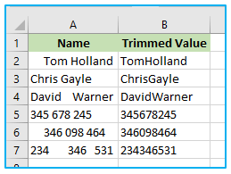 Remove Space in Excel