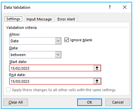 Set Data Validation