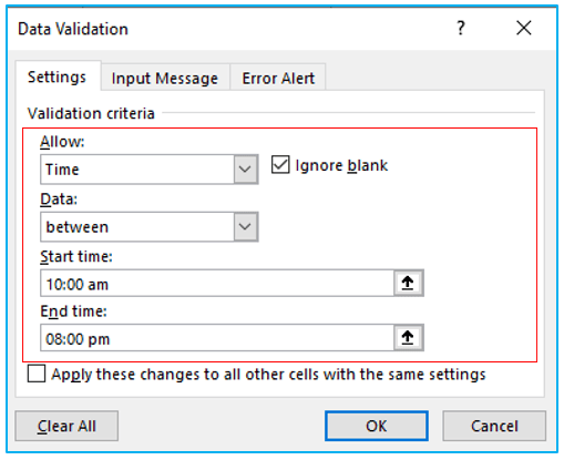 Set Data Validation