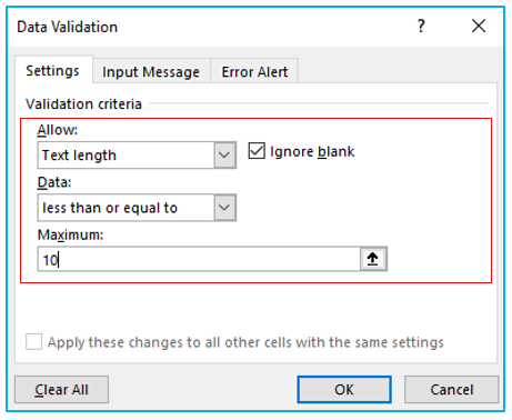 Set Data Validation