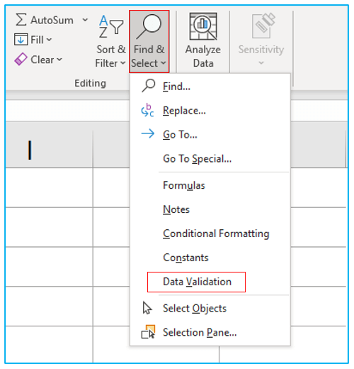 Set Data Validation in Excel