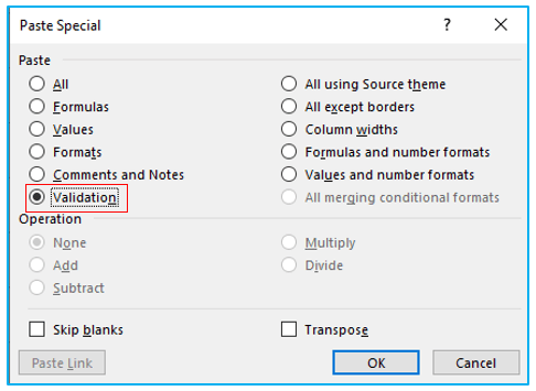 Set Data Validation in Excel