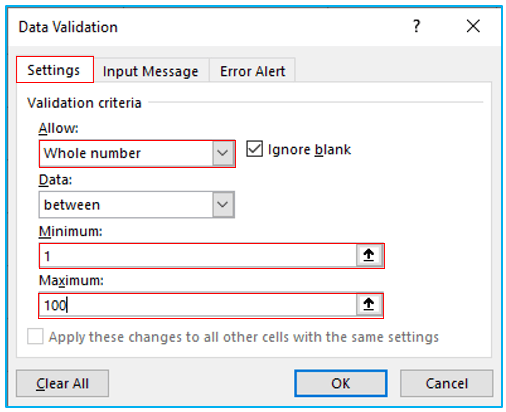 Set Data Validation