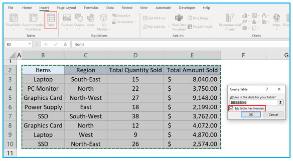 Slicers in Excel