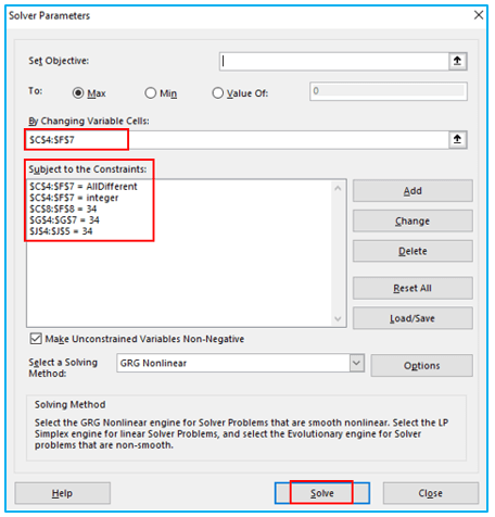 Solver in Excel