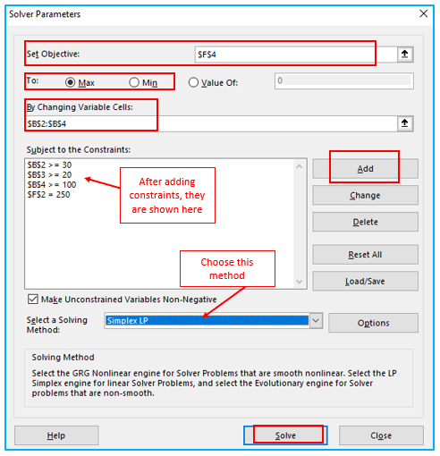 Solver in Excel