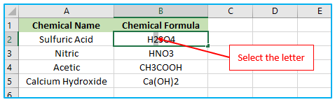 Superscript and Subscript in Excel