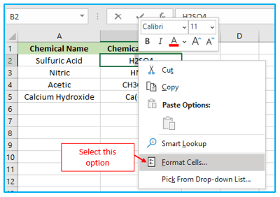 Superscript and Subscript in Excel
