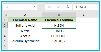 Superscript and Subscript in Excel