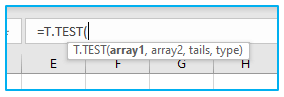 T.TEST in Excel