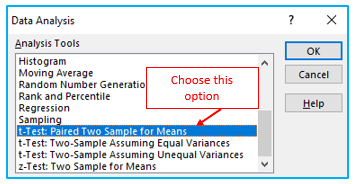 T.TEST in Excel