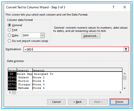 Text to Columns Option in Excel