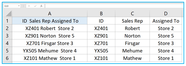 Text to Columns Option in Excel